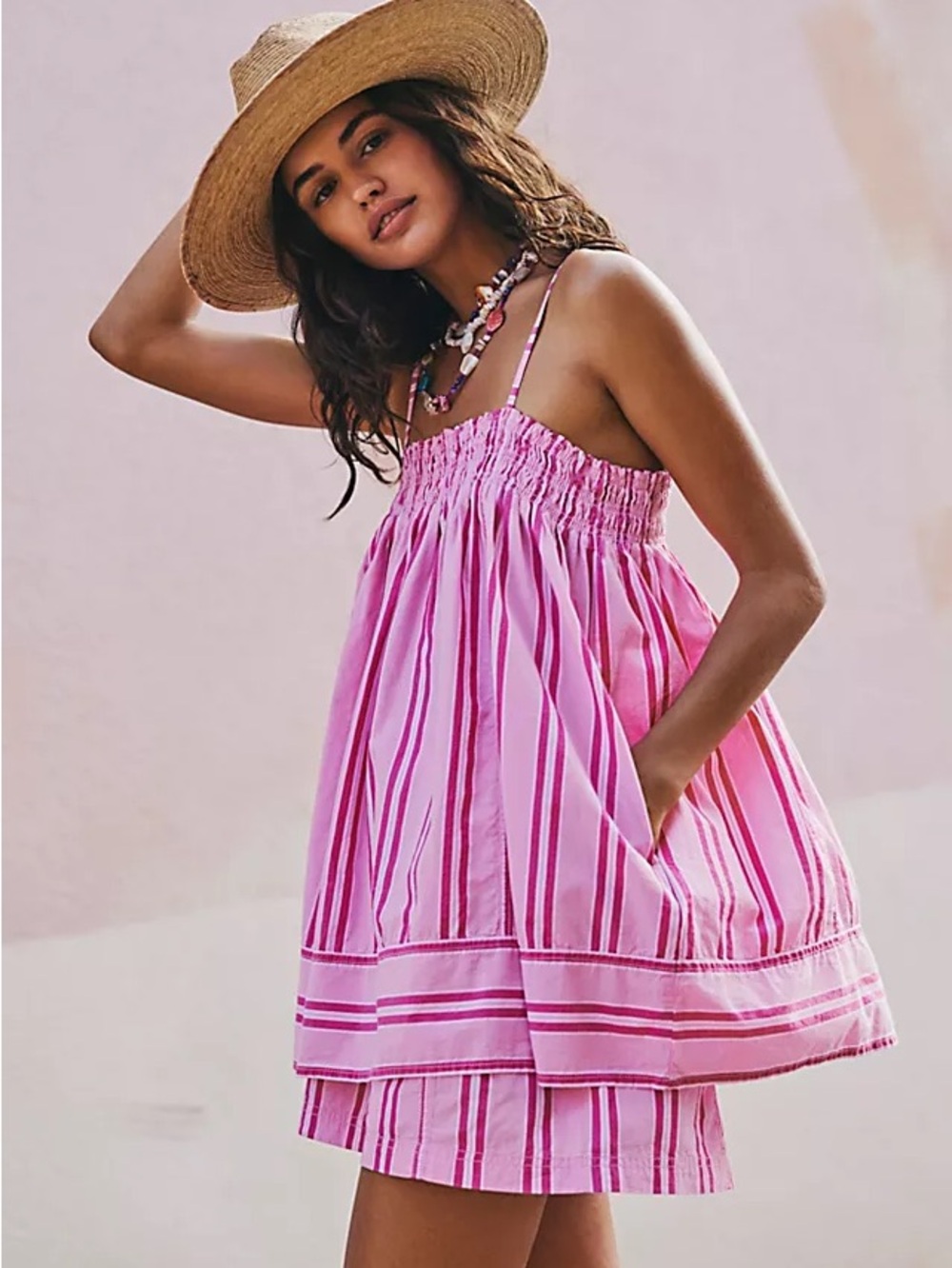 Free People Pink Striped Smocked Set “originally sold separately”